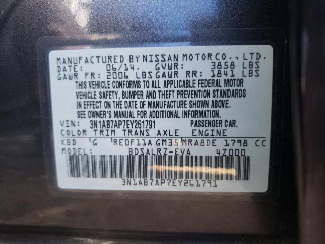 Photo 9 VIN: 3N1AB7AP7EY261791 - NISSAN SENTRA S 