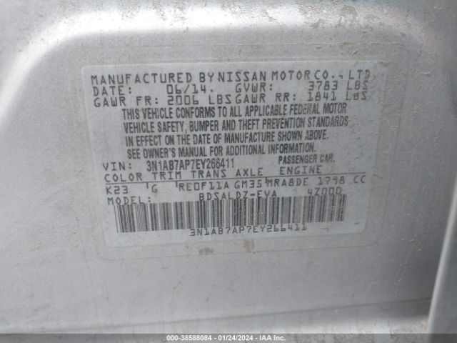 Photo 8 VIN: 3N1AB7AP7EY266411 - NISSAN SENTRA 