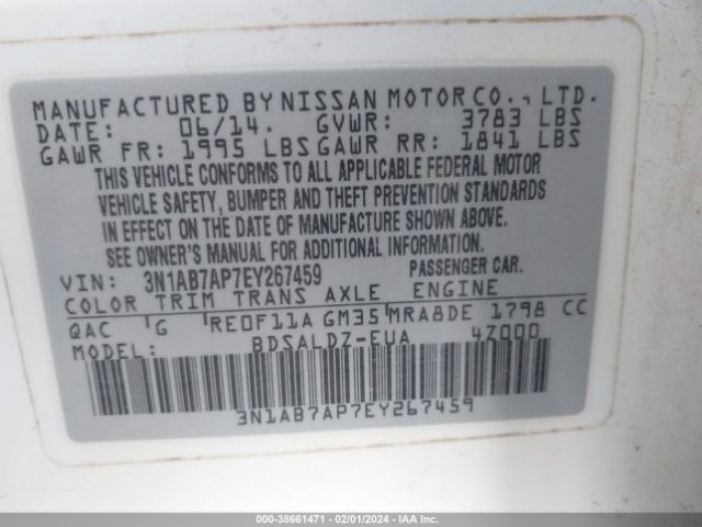 Photo 8 VIN: 3N1AB7AP7EY267459 - NISSAN SENTRA 