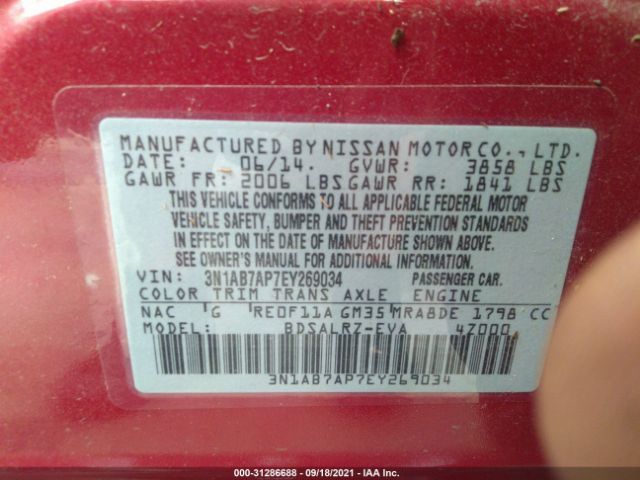 Photo 8 VIN: 3N1AB7AP7EY269034 - NISSAN SENTRA 