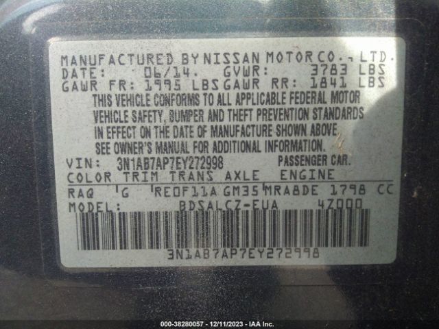 Photo 8 VIN: 3N1AB7AP7EY272998 - NISSAN SENTRA 