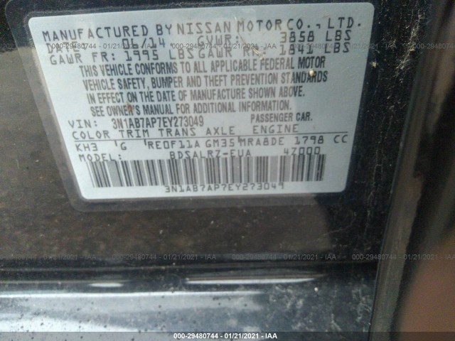 Photo 8 VIN: 3N1AB7AP7EY273049 - NISSAN SENTRA 