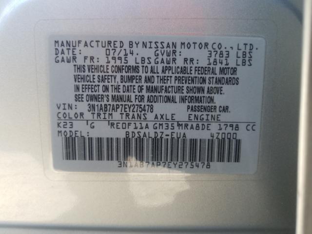 Photo 9 VIN: 3N1AB7AP7EY275478 - NISSAN SENTRA S 