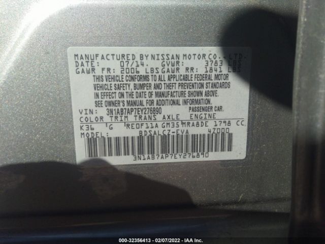 Photo 8 VIN: 3N1AB7AP7EY276890 - NISSAN SENTRA 