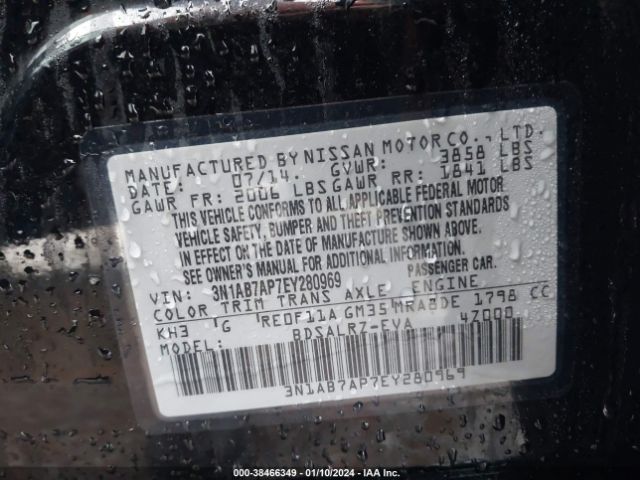 Photo 8 VIN: 3N1AB7AP7EY280969 - NISSAN SENTRA 