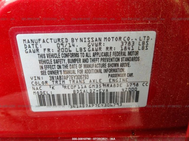 Photo 8 VIN: 3N1AB7AP7EY306793 - NISSAN SENTRA 