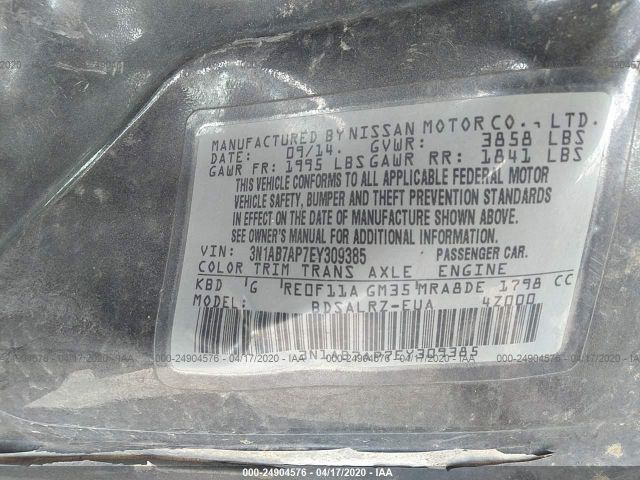 Photo 8 VIN: 3N1AB7AP7EY309385 - NISSAN SENTRA 