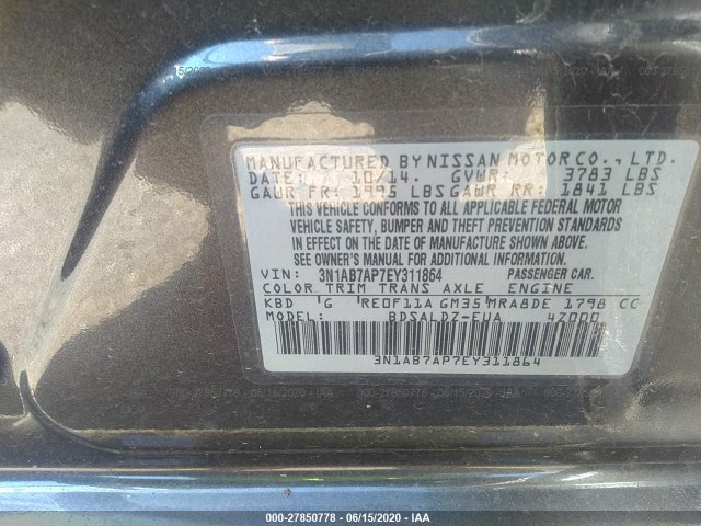 Photo 8 VIN: 3N1AB7AP7EY311864 - NISSAN SENTRA 