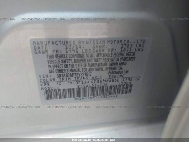 Photo 8 VIN: 3N1AB7AP7EY321617 - NISSAN SENTRA 