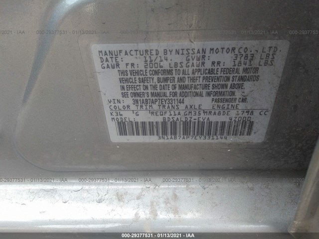 Photo 8 VIN: 3N1AB7AP7EY331144 - NISSAN SENTRA 