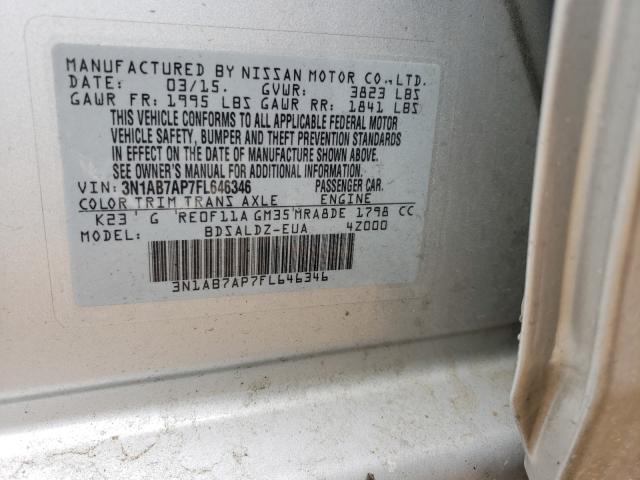 Photo 9 VIN: 3N1AB7AP7FL646346 - NISSAN SENTRA S 