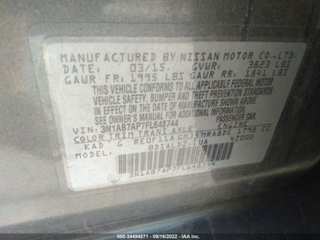 Photo 8 VIN: 3N1AB7AP7FL648744 - NISSAN SENTRA 