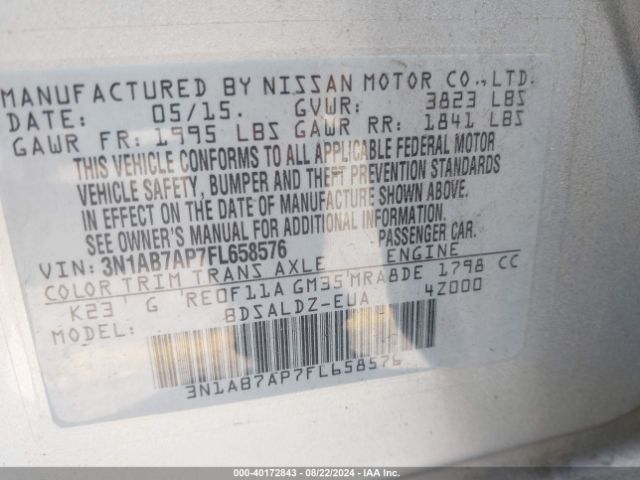 Photo 8 VIN: 3N1AB7AP7FL658576 - NISSAN SENTRA 