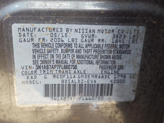 Photo 9 VIN: 3N1AB7AP7FL660750 - NISSAN SENTRA S 