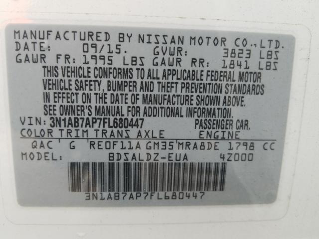 Photo 9 VIN: 3N1AB7AP7FL680447 - NISSAN SENTRA S 