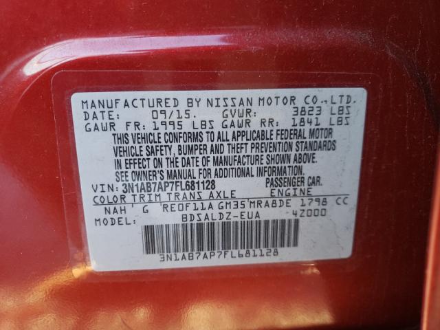 Photo 9 VIN: 3N1AB7AP7FL681128 - NISSAN SENTRA S 