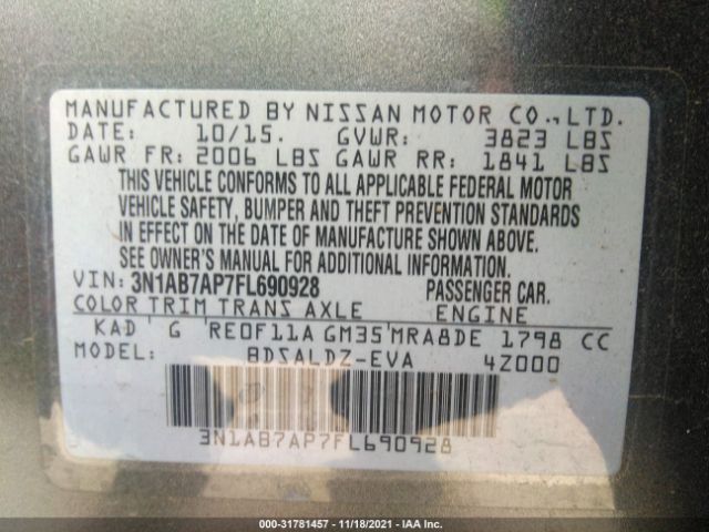 Photo 8 VIN: 3N1AB7AP7FL690928 - NISSAN SENTRA 