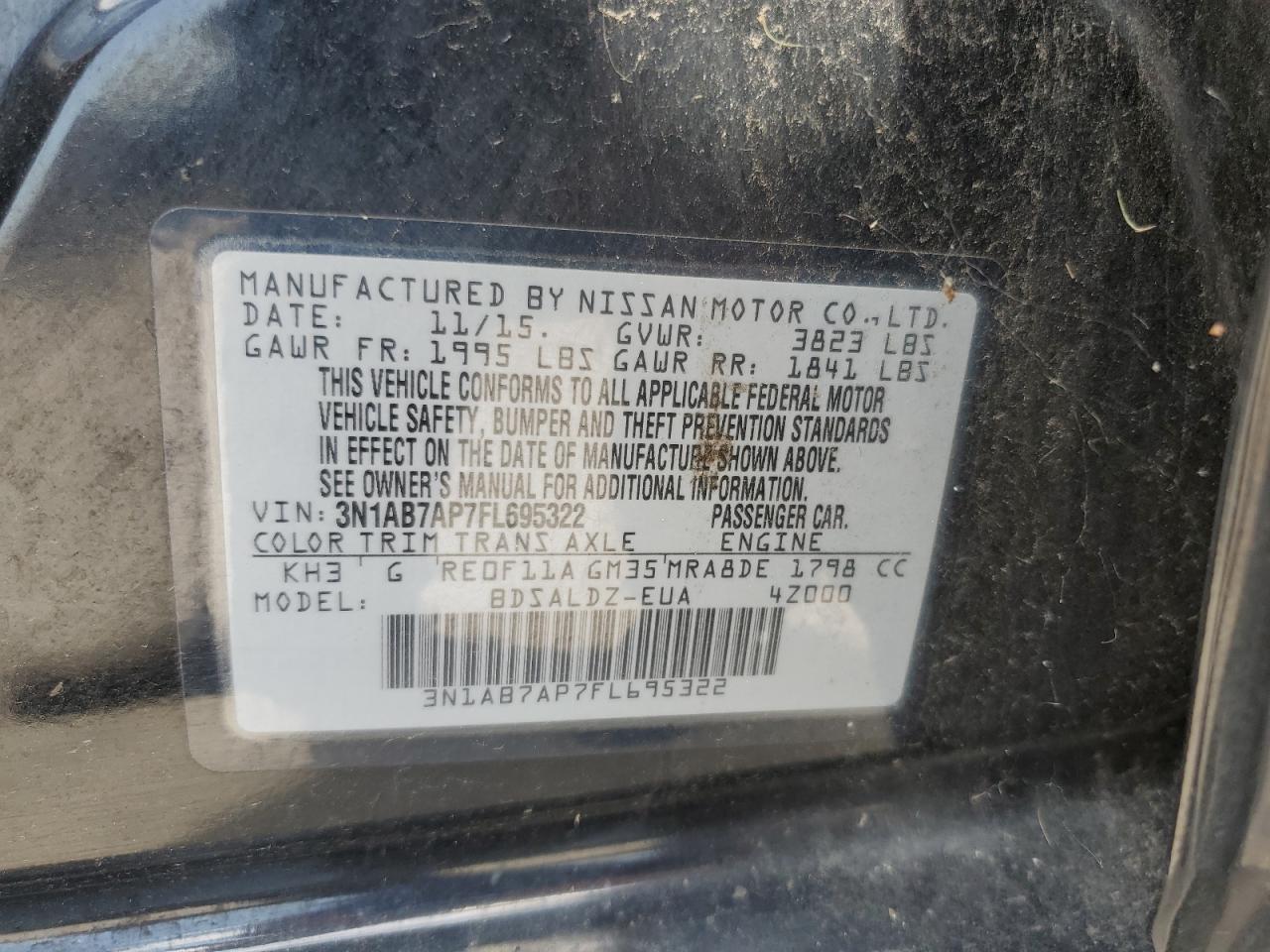 Photo 11 VIN: 3N1AB7AP7FL695322 - NISSAN SENTRA 