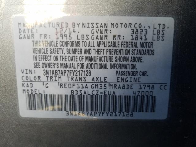 Photo 9 VIN: 3N1AB7AP7FY217128 - NISSAN SENTRA S 