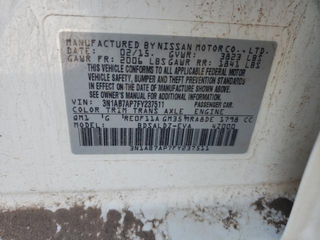 Photo 9 VIN: 3N1AB7AP7FY237511 - NISSAN SENTRA S 