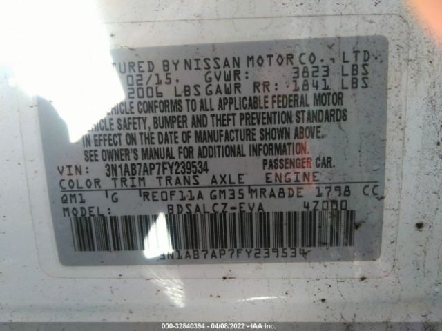 Photo 8 VIN: 3N1AB7AP7FY239534 - NISSAN SENTRA 