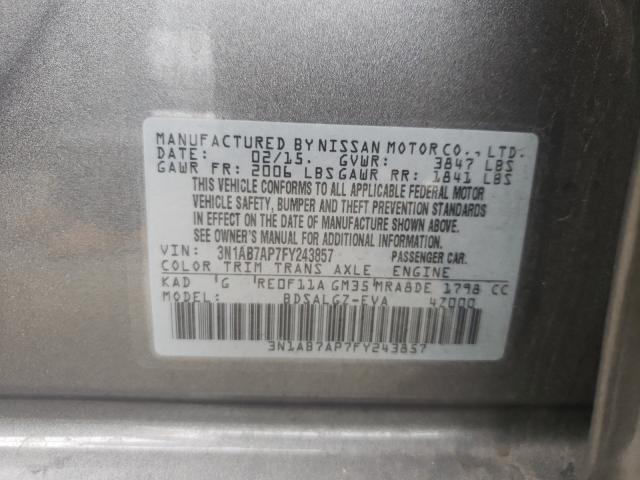 Photo 9 VIN: 3N1AB7AP7FY243857 - NISSAN SENTRA S 