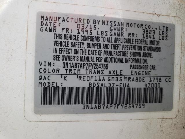 Photo 12 VIN: 3N1AB7AP7FY254759 - NISSAN SENTRA S 