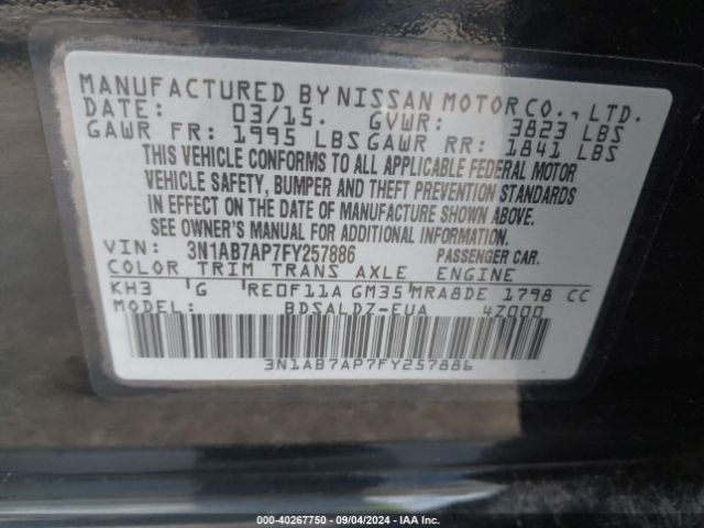 Photo 8 VIN: 3N1AB7AP7FY257886 - NISSAN SENTRA 