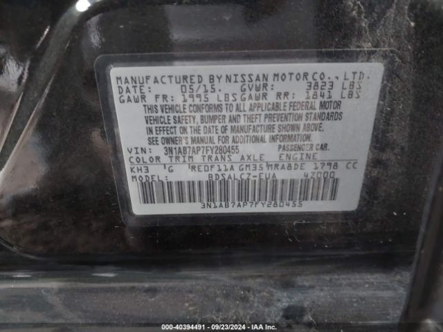 Photo 8 VIN: 3N1AB7AP7FY280455 - NISSAN SENTRA 