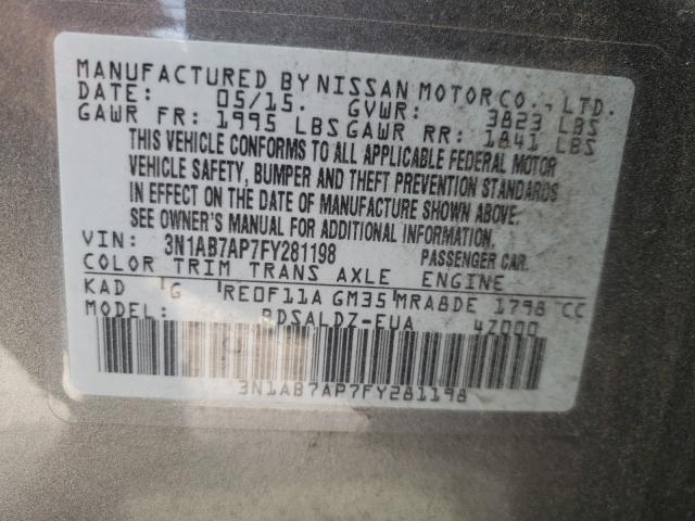 Photo 9 VIN: 3N1AB7AP7FY281198 - NISSAN SENTRA S 