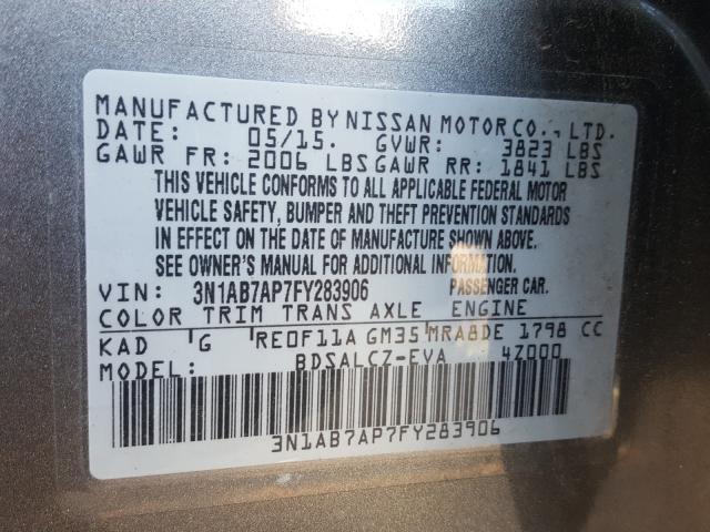 Photo 9 VIN: 3N1AB7AP7FY283906 - NISSAN SENTRA S 