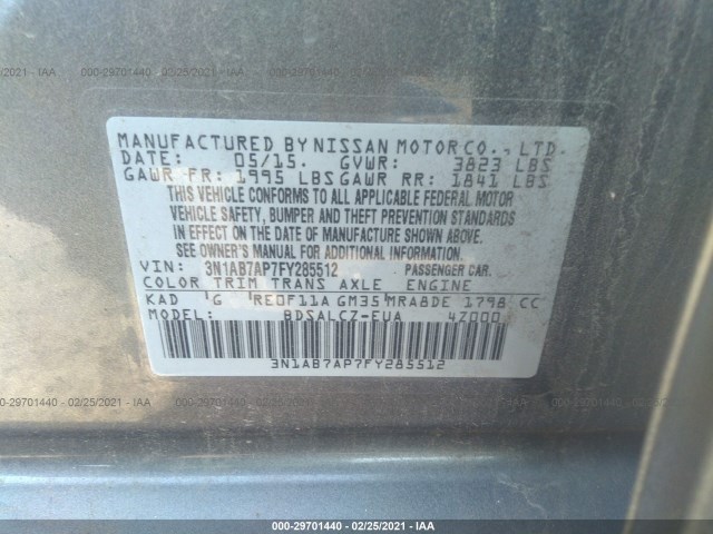 Photo 8 VIN: 3N1AB7AP7FY285512 - NISSAN SENTRA 