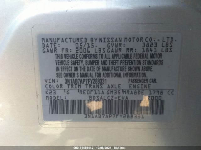 Photo 8 VIN: 3N1AB7AP7FY288331 - NISSAN SENTRA 