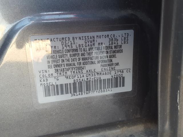 Photo 9 VIN: 3N1AB7AP7FY288541 - NISSAN SENTRA S 