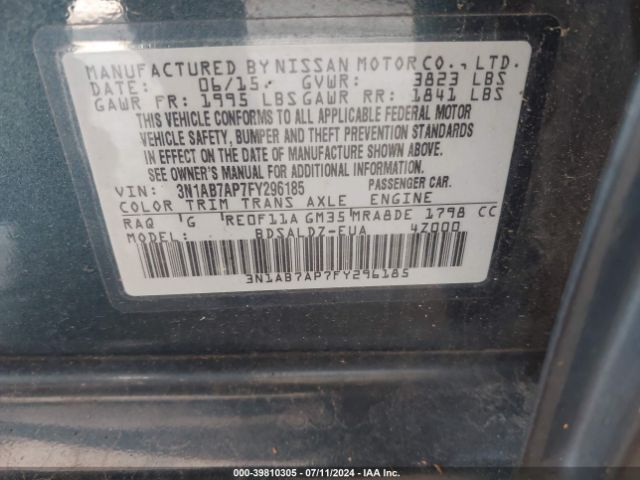 Photo 8 VIN: 3N1AB7AP7FY296185 - NISSAN SENTRA 