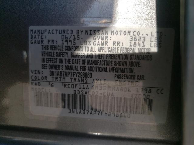 Photo 9 VIN: 3N1AB7AP7FY298860 - NISSAN SENTRA S 