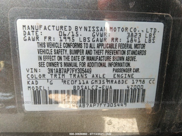 Photo 8 VIN: 3N1AB7AP7FY305449 - NISSAN SENTRA 