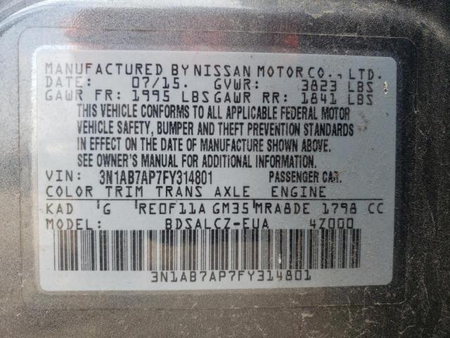 Photo 12 VIN: 3N1AB7AP7FY314801 - NISSAN SENTRA S 