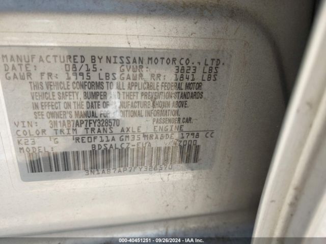 Photo 8 VIN: 3N1AB7AP7FY328570 - NISSAN SENTRA 