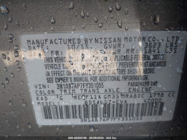 Photo 8 VIN: 3N1AB7AP7FY351055 - NISSAN SENTRA 