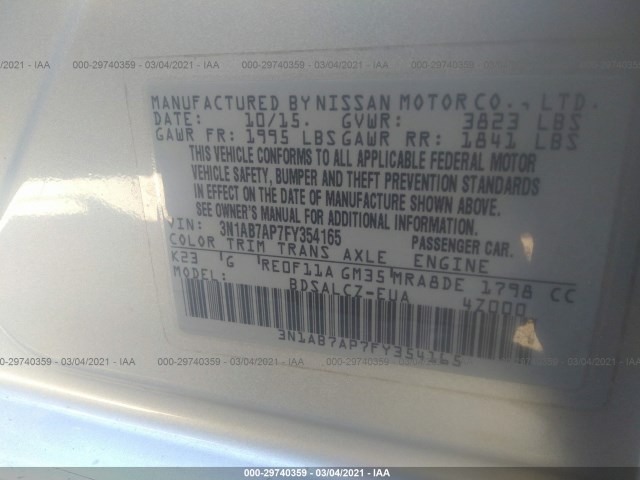 Photo 8 VIN: 3N1AB7AP7FY354165 - NISSAN SENTRA 