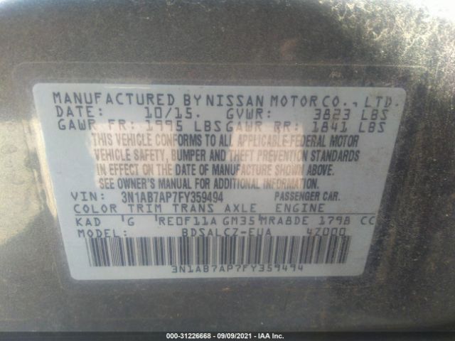 Photo 8 VIN: 3N1AB7AP7FY359494 - NISSAN SENTRA 