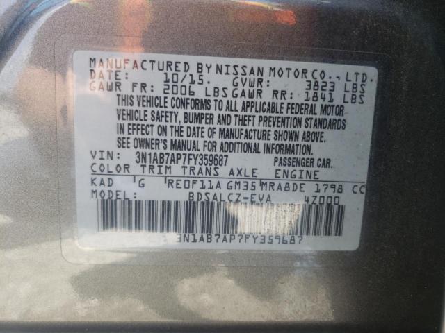 Photo 9 VIN: 3N1AB7AP7FY359687 - NISSAN SENTRA S 