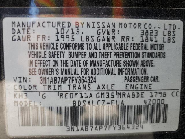 Photo 9 VIN: 3N1AB7AP7FY364324 - NISSAN SENTRA S 