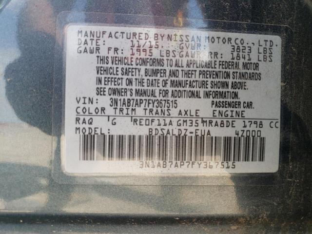 Photo 12 VIN: 3N1AB7AP7FY367515 - NISSAN SENTRA S 