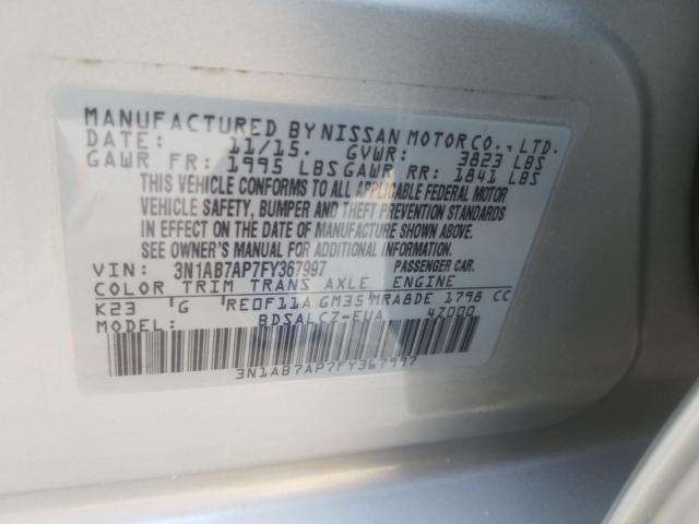 Photo 9 VIN: 3N1AB7AP7FY367997 - NISSAN SENTRA S 