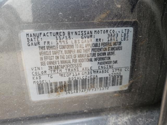 Photo 9 VIN: 3N1AB7AP7FY375372 - NISSAN SENTRA S 