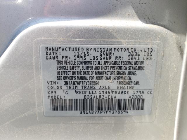 Photo 9 VIN: 3N1AB7AP7FY378594 - NISSAN SENTRA S 