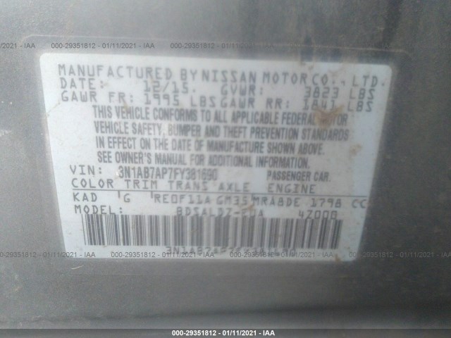 Photo 8 VIN: 3N1AB7AP7FY381690 - NISSAN SENTRA 