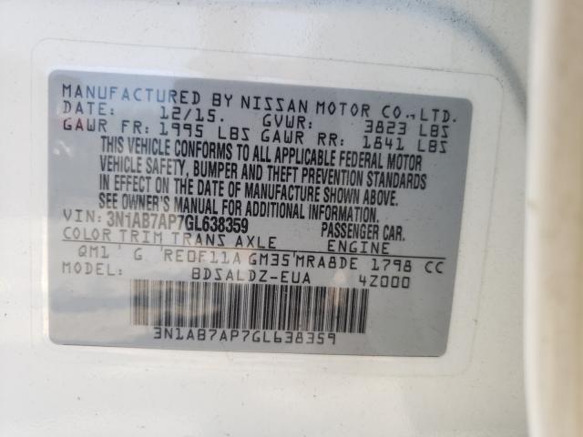 Photo 9 VIN: 3N1AB7AP7GL638359 - NISSAN SENTRA S 